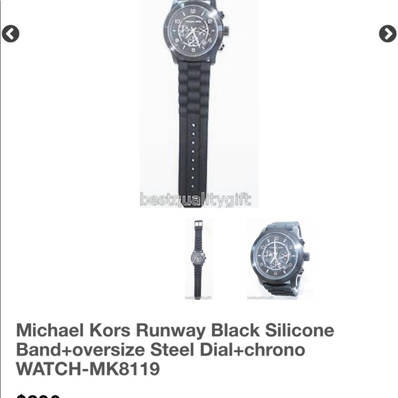 Michael Kors Runway Black Silicone Band Watch - Picture 6 of 6